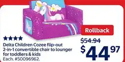 Walmart Delta Children Cozee flip-out 2-in-1 convertible chair to lounger for toddlers & kids offer