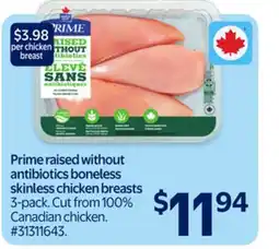 Walmart Prime raised without antibiotics boneless skinless chicken breasts offer