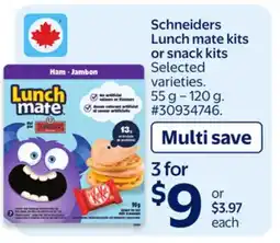 Walmart Schneiders Lunch mate kits or snack kits offer