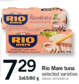 Fortinos RIO MARE TUNA, 3X65/80 G offer
