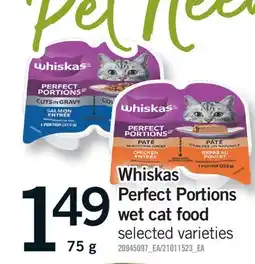 Fortinos WHISKAS PERFECT PORTIONS WET CAT FOOD offer