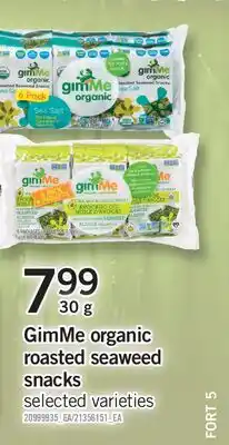 Fortinos GIMME ORGANIC ROASTED SEAWEED SNACKS offer