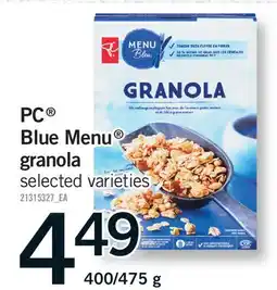 Fortinos PC BLUE MENU GRANOLA, 400/475 G offer