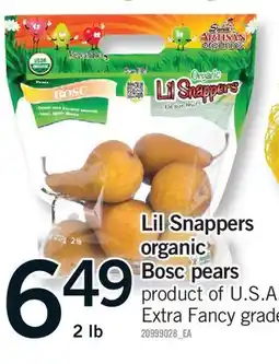 Fortinos LIL SNAPPERS ORGANIC BOSC PEARS, 2 lb offer