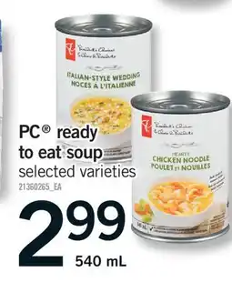 Fortinos PC READY TO EAT SOUP offer