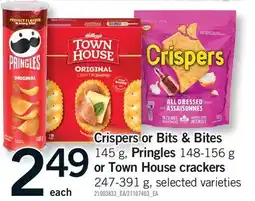 Fortinos CRISPERS OR BITS & BITES, 145 G, PRINGLES, 148-156 G OR TOWN HOUSE CRACKERS, 247-391 G offer