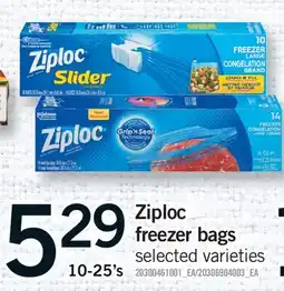 Fortinos ZIPLOC FREEZER BAGS, 10-25'S offer