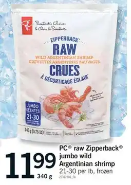 Fortinos PC RAW ZIPPERBACK JUMBO WILD ARGENTINIAN SHRIMP, 21-30 PER lb offer