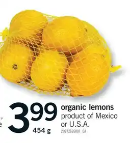 Fortinos ORGANIC LEMONS offer