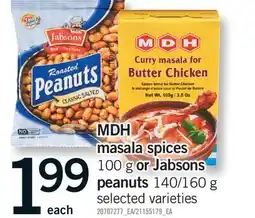 Fortinos MDH MASALA SPICES 100 G OR JABSONS PEANUTS 140/160 G offer