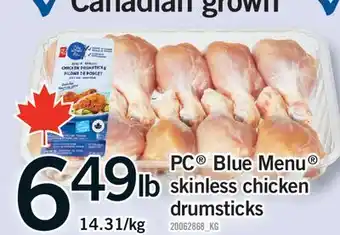 Fortinos PC BLUE MENU SKINLESS CHICKEN DRUMSTICKS offer