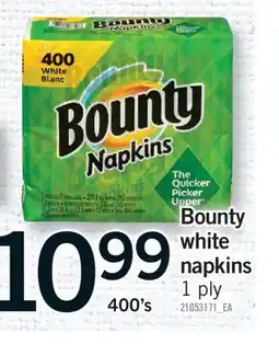 Fortinos Bounty white napkins, 400's, 1 ply offer