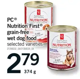 Fortinos PC NUTRITION FIRST GRAIN-FREE WET DOG FOOD offer