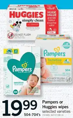 Fortinos PAMPERS OR HUGGIES WIPES, 504-704'S offer