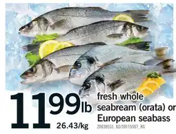 Fortinos FRESH WHOLE SEABREAM (ORATA) OR EUROPEAN SEABASS offer