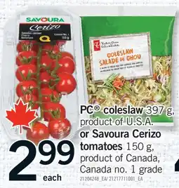 Fortinos PC COLESLAW, 397 G, OR SAVOURA CERIZO TOMATOES, 150 G offer