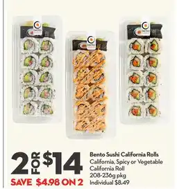 Longo's Bento Sushi California Rolls offer
