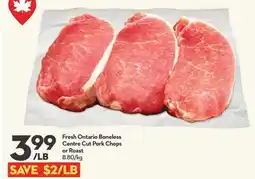 Longo's Fresh Ontario Boneless Centre Cut Pork Chops or Roast offer