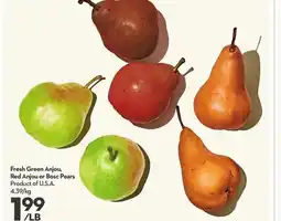 Longo's Fresh Green Anjou, Red Anjou or Bosc Pears offer
