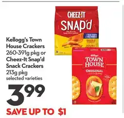 Longo's Town House Crackers 260-391g pkg or Snap'd Snack Crackers 213g pkg offer