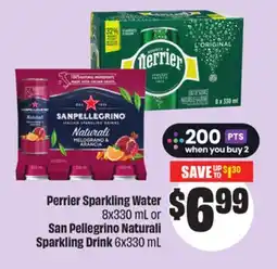 FreshCo Perrier Sparkling Water 8x330 ml or San Pellegrino Naturali Sparkling Drink 6x330 mL offer