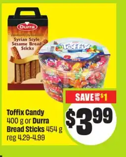 FreshCo Toffix Candy 400 g or Durra Bread Sticks 454 g offer