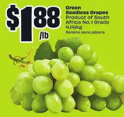 FreshCo Green Seedless Grapes Product of South Africa No. 1 Grade 4.14/kg offer