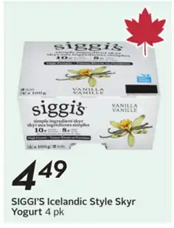 Sobeys SIGGI'S Icelandic Style Skyr Yogurt offer