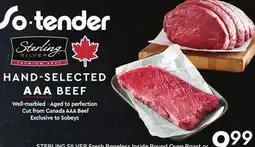 Sobeys Sterling SILVER Fresh Boneless inside Round Oven Roast or Marinating Steaks offer