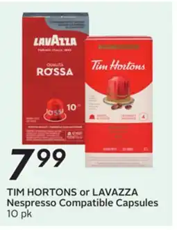 Sobeys TIM HORTONS or LAVAZZA Nespresso Compatible Capsules offer