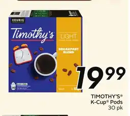 Sobeys TIMOTHY'S K-Cup Pods offer