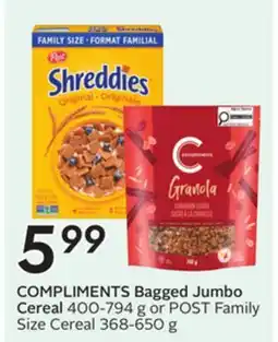 Sobeys COMPLIMENTS Bagged Jumbo Cereal offer