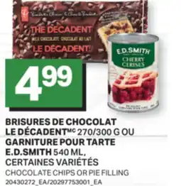 L'Intermarché BRISURES DE CHOCOLAT LE DÉCADENT 270/300 G OU GARNITURE POUR TARTE | CHOCOLATE CHIPS OR PIE FILLING offer