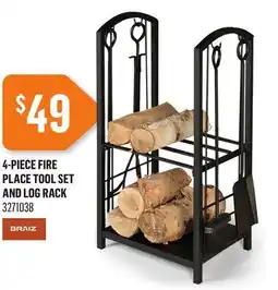 Canac 4-Piece Fireplace Tool Set and Log Rack offer
