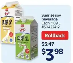 Walmart Sunrise soy beverage offer