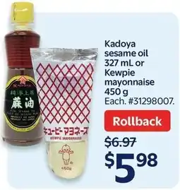 Walmart Kadoya sesame oil or Kewpie mayonnaise offer