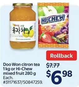 Walmart Doo Won citron tea or Hi-Chew mixed fruit offer