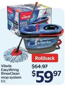Walmart Vileda easywring rinseclean mop system offer