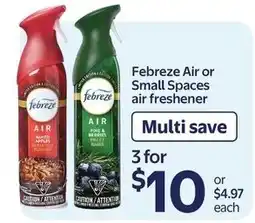 Walmart Febreze Air or Small Spaces air freshener offer