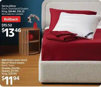 Walmart Mainstays open stock flat or fitted sheets offer