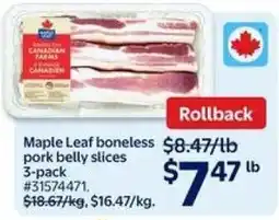 Walmart Maple Leaf boneless pork belly slices offer