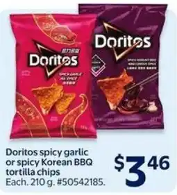 Walmart Doritos spicy garlic or spicy Korean BBQ tortilla chips offer