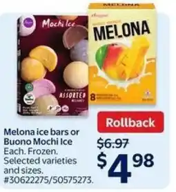 Walmart Melona ice bars or Buono Mochi Ice offer