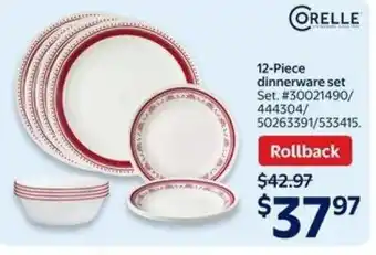 Corelle 12-Piece dinnerware set