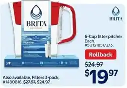 Walmart Brita 6-cup filter pitcher offer