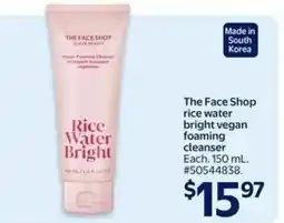 Walmart The Face Shop rice water bright vegan foaming cleanser offer