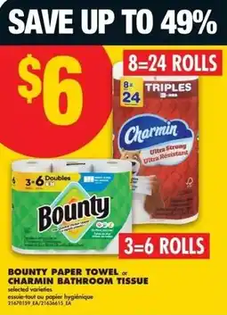 No Frills Bounty paper towel charmin bathroom tissue offer