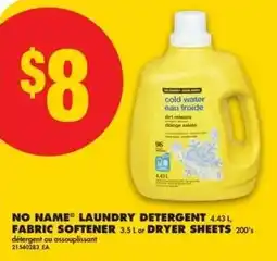 No Frills No name laundry detergent fabric softener or dryer sheets offer