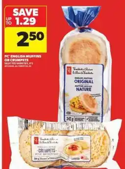Real Canadian Superstore PC English Muffins or Crumpets offer