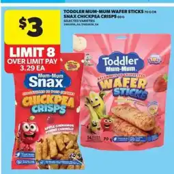 Real Canadian Superstore Toddler Mum-Mum Wafer Sticks / Snax Chickpea Crisps offer